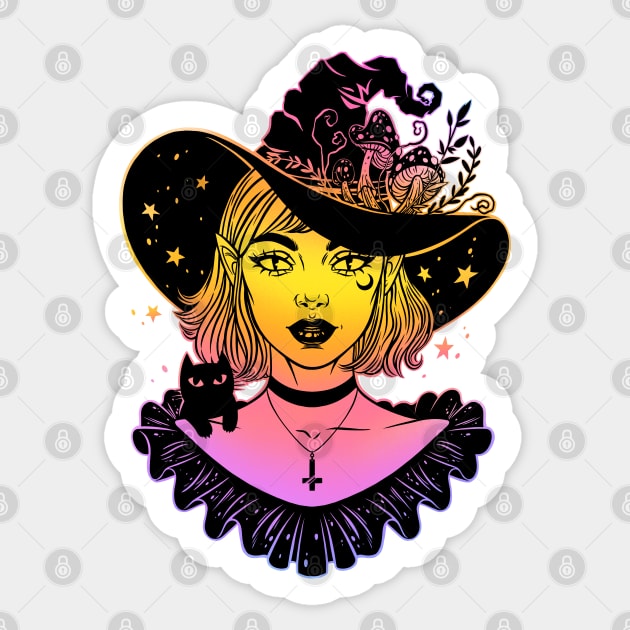 Fly agaric witch Sticker by OccultOmaStore